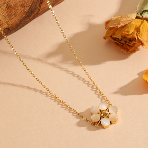 Цепочка с подвеской в форме клевера из зеленого камня CJR85761