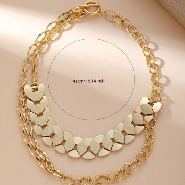 Золотистое многослойное колье-цепь CJN36864