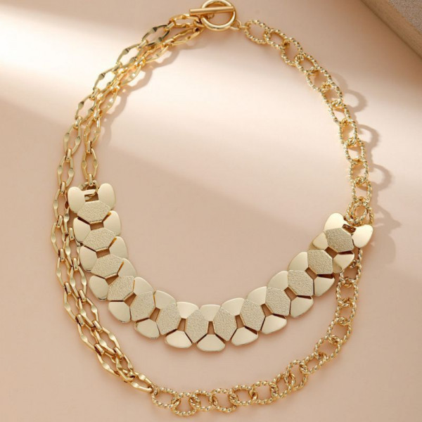 Золотистое многослойное колье-цепь CJN36864