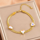 Браслет-цепочка с перламутровыми сердцами в золотом цвете CJL34014