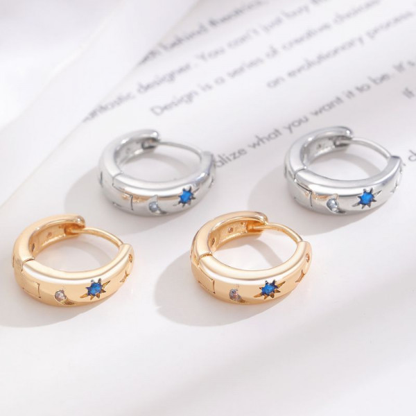 Миниатюрные серьги-конго с синими кристаллами CJP43524