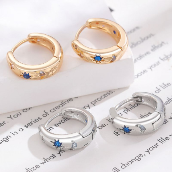 Миниатюрные серьги-конго с синими кристаллами CJP43524