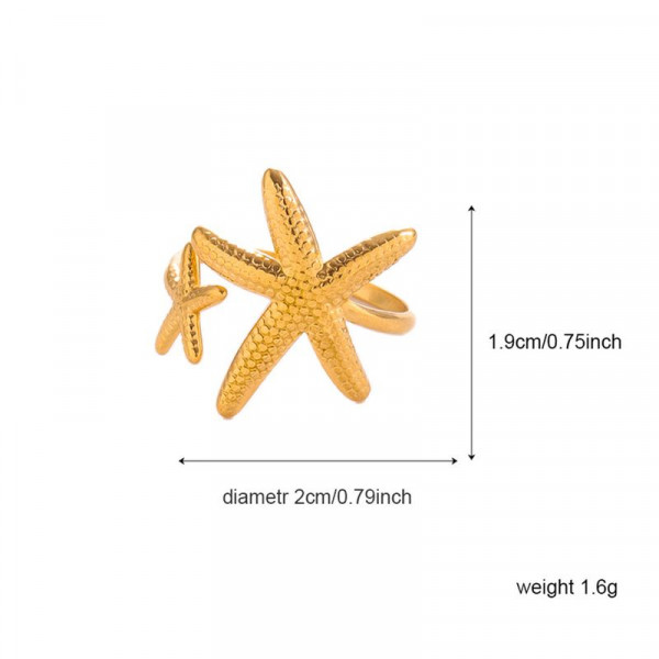 Кольцо с крупной морской звездой и золотым покрытием 1J12032CJJ