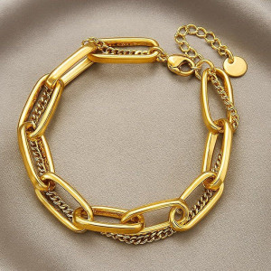 Браслет комбинированный из крупных звеньев и тонкой цепи 1J12141CJJ