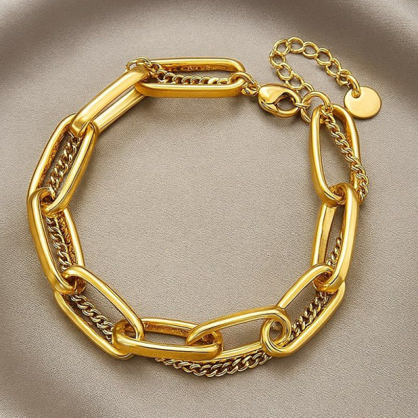 Браслет комбинированный из крупных звеньев и тонкой цепи 1J12141CJJ