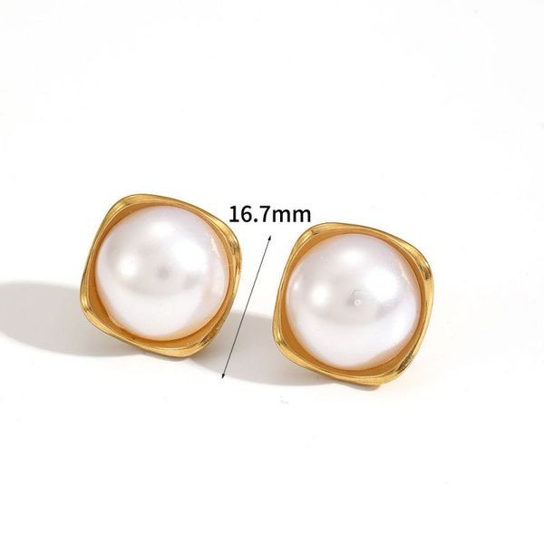 Серьги-пусеты Квадраты с перламутром и жемчугом CJL48400