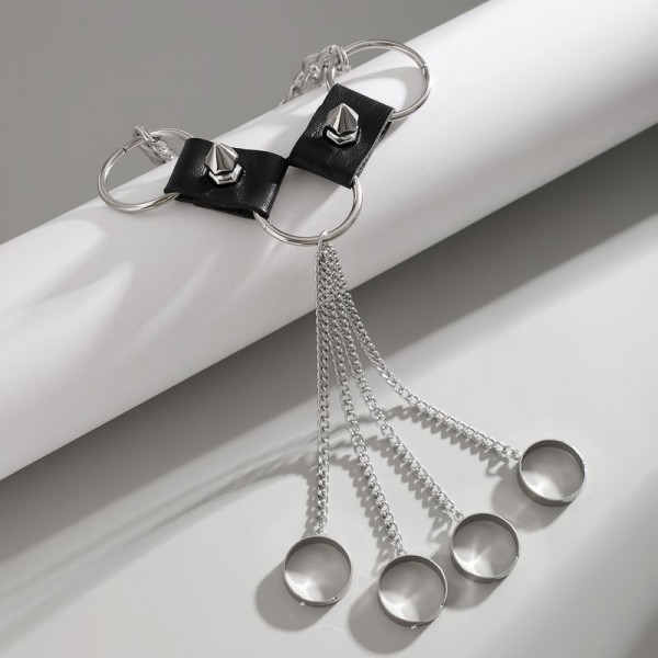 Браслет слейв дерзкий рок с кожаными вставками CJL61396