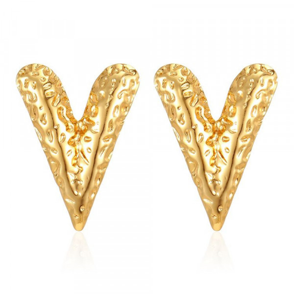 Золотистые фактурные серьги-пусеты Галочки CJH36198