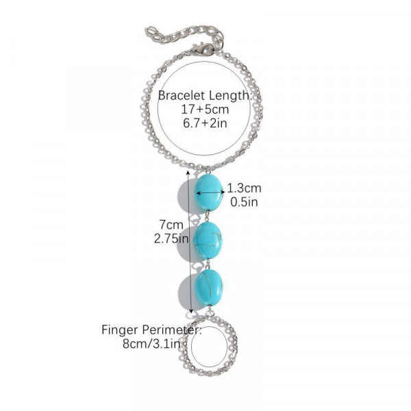 Слейв-браслет капля бирюзы в стиле минимализм CJF45859