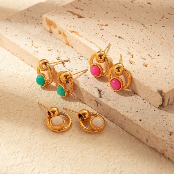 Серьги-пусеты с бирюзовой вставкой CJC90866