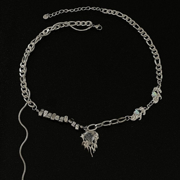 Двойное колье с подвеской в форме объемного сердца CJH67741