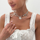 Двухслойное колье из жемчуга и цепочки с бантом CJM42217