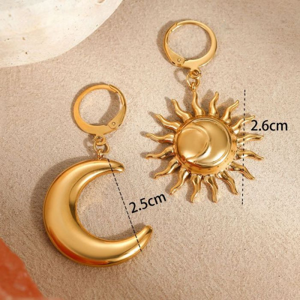 Серьги-кольца асимметричные «Солнце и Луна» CJM28793