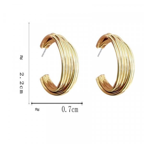 Золотистые серьги-кольца с двойным переплетенным профилем M95235