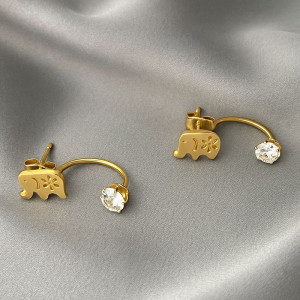 Серьги медицинская сталь с напылением золотом J10375(CJJ)