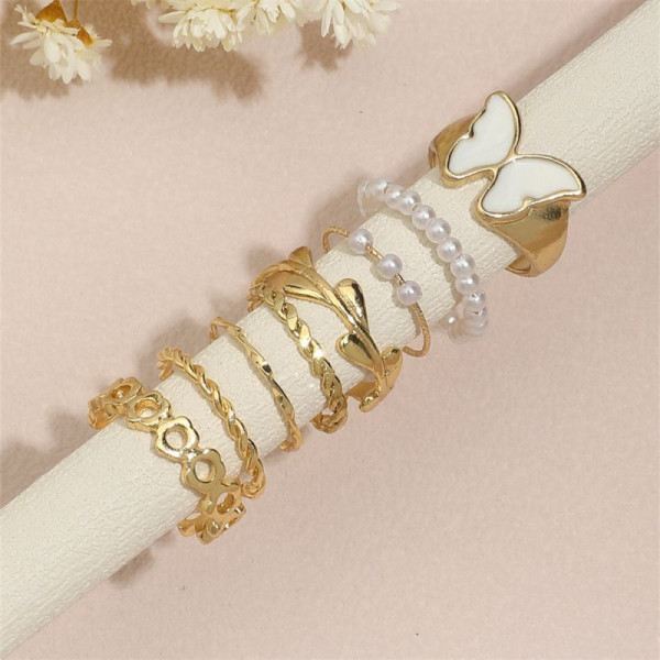 Сет серебристых колец с подвесками-сердцами CJL14203