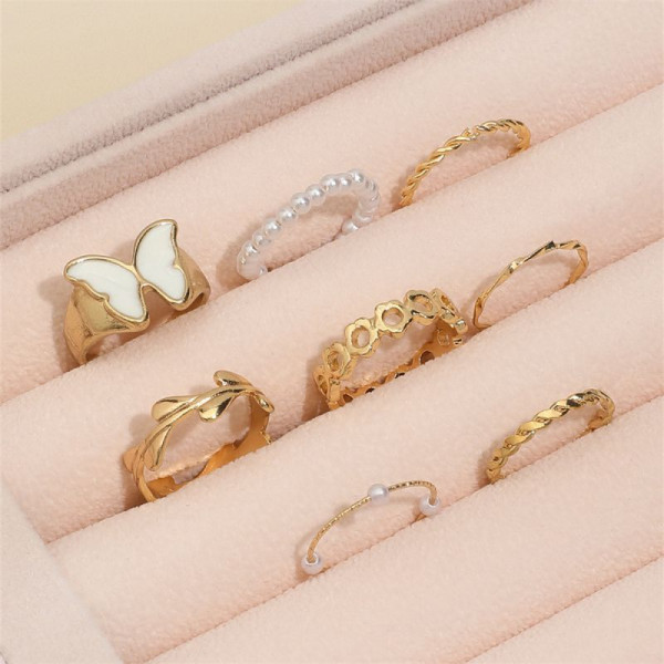 Сет серебристых колец с подвесками-сердцами CJL14203