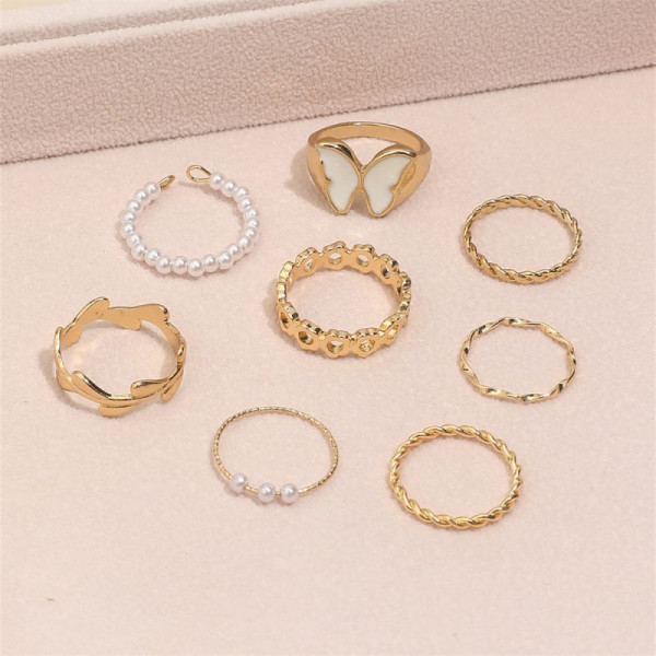 Сет серебристых колец с подвесками-сердцами CJL14203