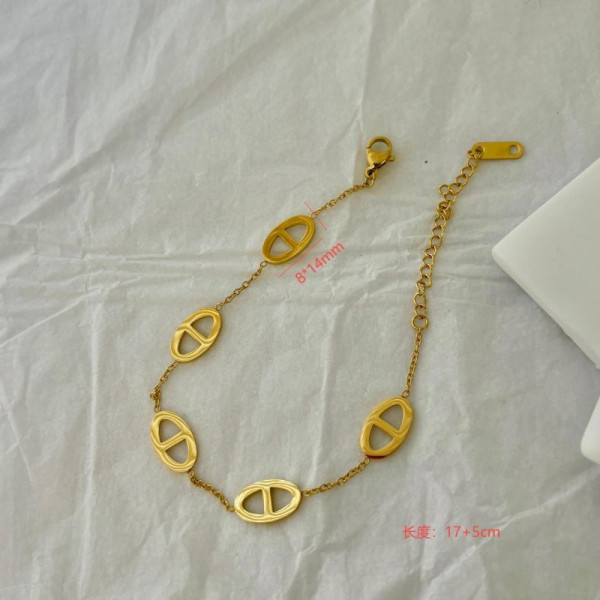 Браслет-цепочка с ажурными овальными вставками CJL14146