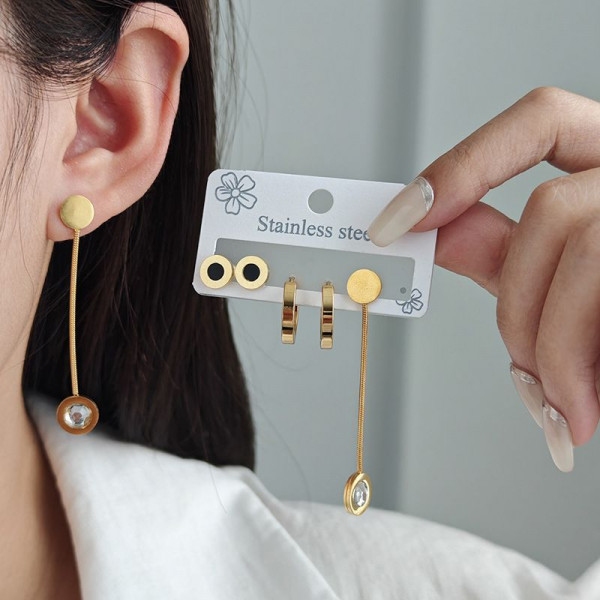 Набор серег из стали с напылением золотом J11494CJJ