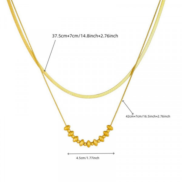 Многослойное колье из двух видов цепей плоского и шарикового плетения CJR62497