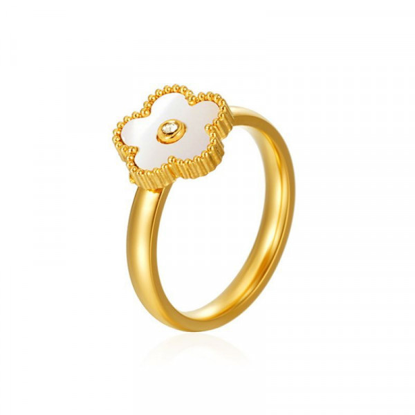 Тонкое кольцо с четырехлистником из малахита CJL23912