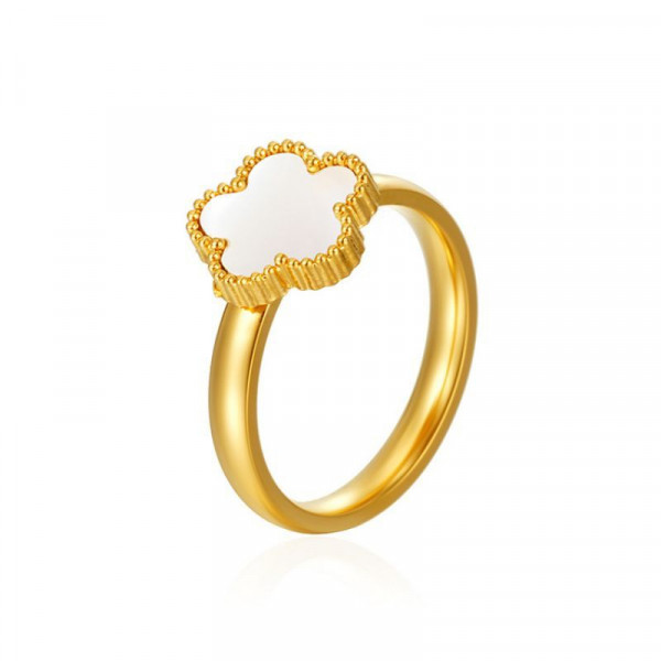 Тонкое кольцо с четырехлистником из малахита CJL23912