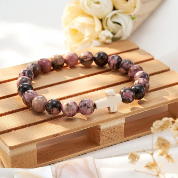 Браслет с декоративным крестом и камнями 1J11870CJJ