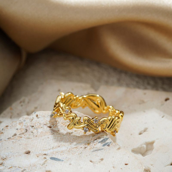 Фантазийное кольцо с зигзагообразным узором CJL16398