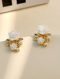 Серьги-пусеты «Белые розы» Z55042