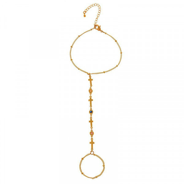 Слейв-браслет гранатовые искры на золотом фоне CJF48517