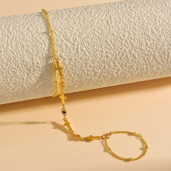 Слейв-браслет гранатовые искры на золотом фоне CJF48517