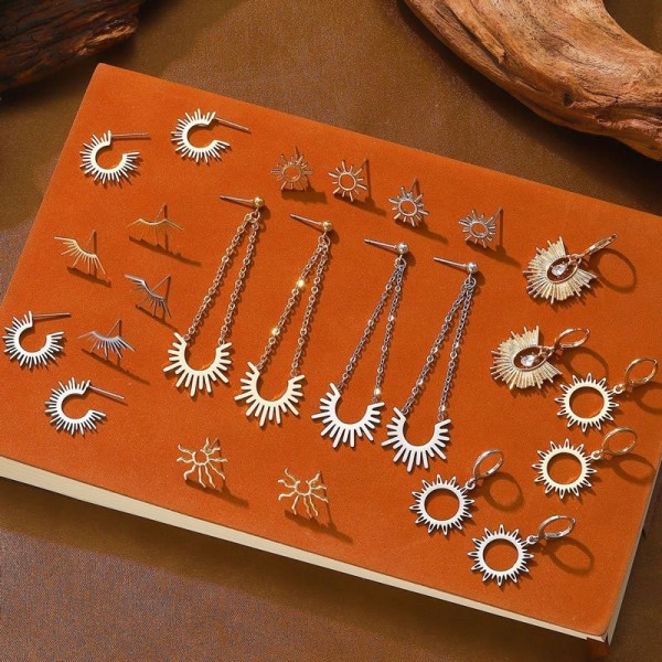 Серебристые серьги-конго с лучистым дизайном M85489