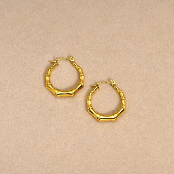 Серьги-кольца конго в виде экзотических стеблей бамбука J10376(CJJ)