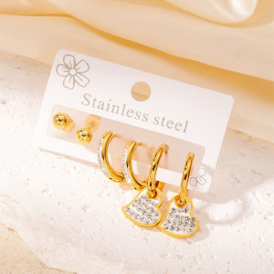 Набор серег сердца стальной с напылением золотом J11495CJJ