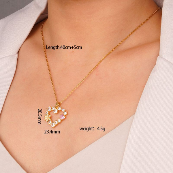 Золотистая цепочка из стали с сияющим кулоном-сердцем 1J10840CJJ