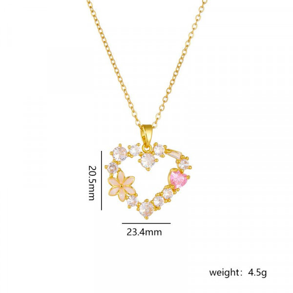 Золотистая цепочка из стали с сияющим кулоном-сердцем 1J10840CJJ