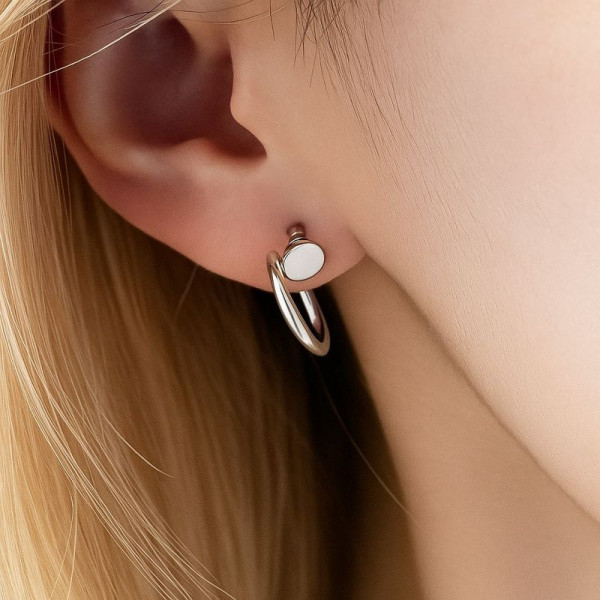 Серьги медь напыление серебром гвозди 1J12056CJJ