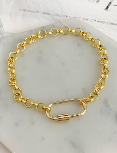 Золотистый браслет из крупных звеньев с карабином D96854