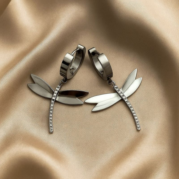 Серьги стальные стрекозы J10220CJJ