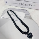 Массивные бусы из черных граненых камней CJG47376