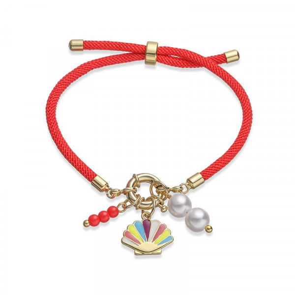 Браслет нить с яркой ракушкой и жемчужными бусинами CJQ96972