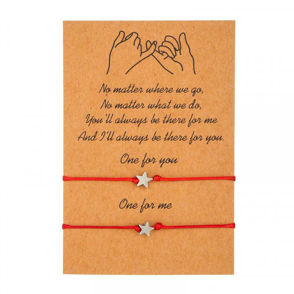 Браслет парный нитевой с сияющим сердцем CJK66600