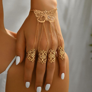 Браслет-слейв с бабочками и кольцами CJT17317