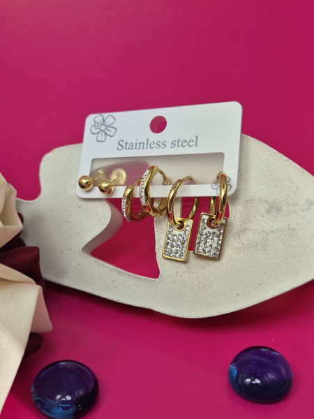 Набор серег стальной с напылением золотом J11496CJJ