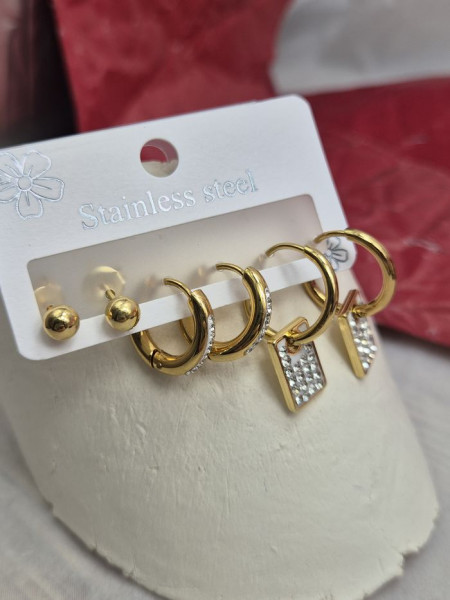 Набор серег стальной с напылением золотом J11496CJJ