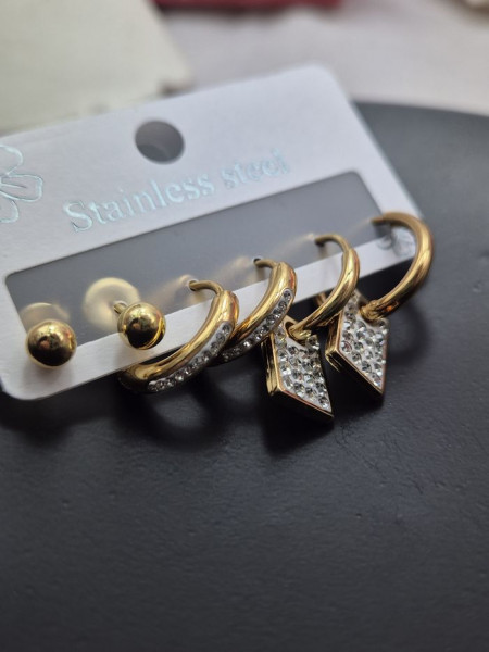 Набор серег стальной с напылением золотом J11496CJJ