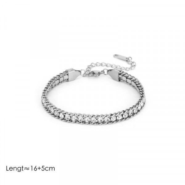 Браслет цепочка с разноцветными кристаллами CJM04541