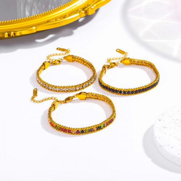 Браслет цепочка с разноцветными кристаллами CJM04541