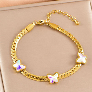 Браслет изящный с перламутровыми бабочками CJL34017